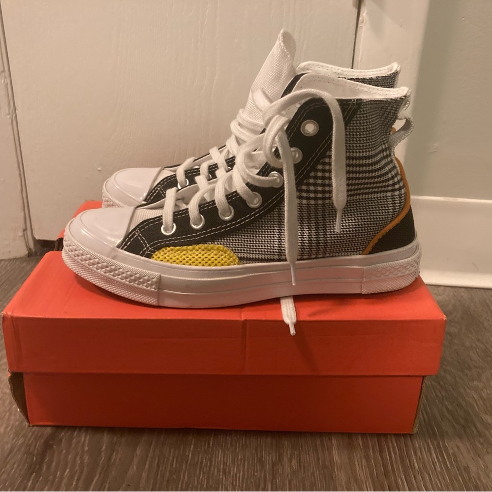 Converse Women's High-Top Sneakers in Black, White & Yellow